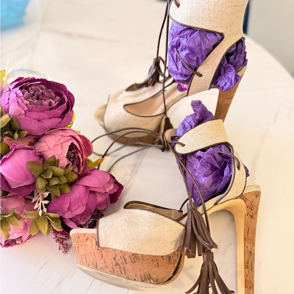 Bohemian Chic Beige Platform Heels